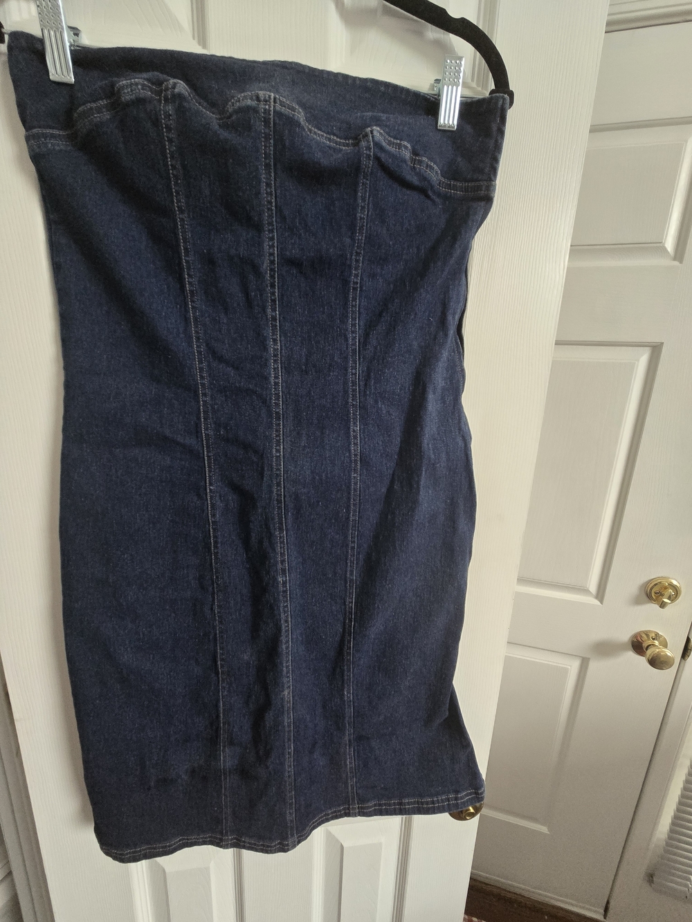 Express Blues Vintage Women’s Strapless Dark Blue Denim Spandex Dress